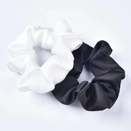 Silk Scrunchies (PAIR OF TWO: BLACK+WHITE)